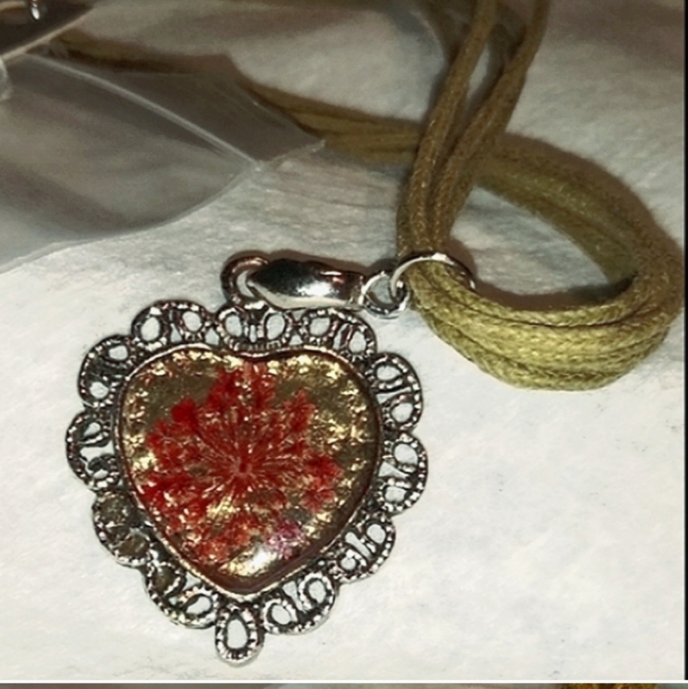 Floral Glass Heart Pendant
